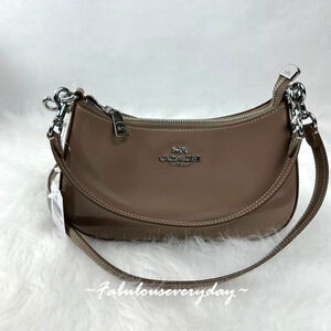 Coach Teri Shoulder Bag Crossbody In Leather Silver/Clay CV938 NWT
